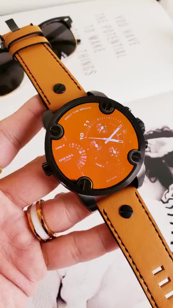Diesel DZ7408 Little Daddy Iridescent Black Tan Brown Band Men’s Watch