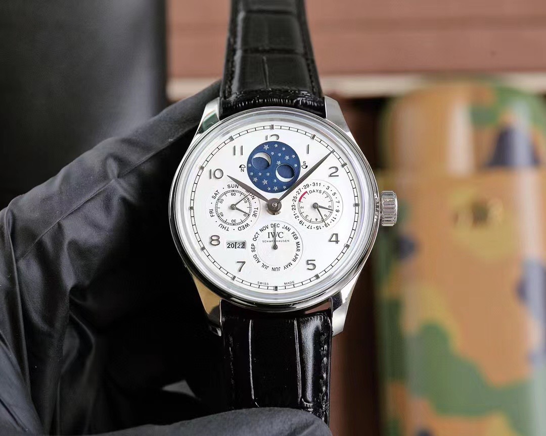 IWC Portugieser Perpetual Calendar Platinum White Dial 44mm Watch IW503406