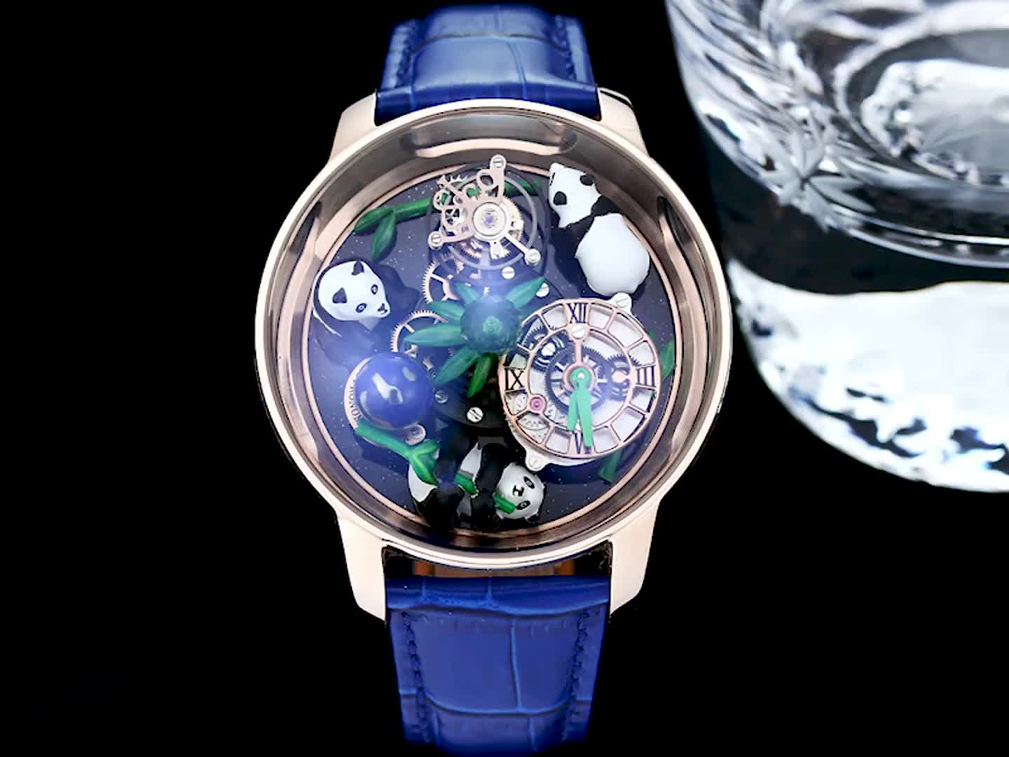 Astronomia Art | Panda (White Gold, Baguette) Jacob & Co. blue wire
