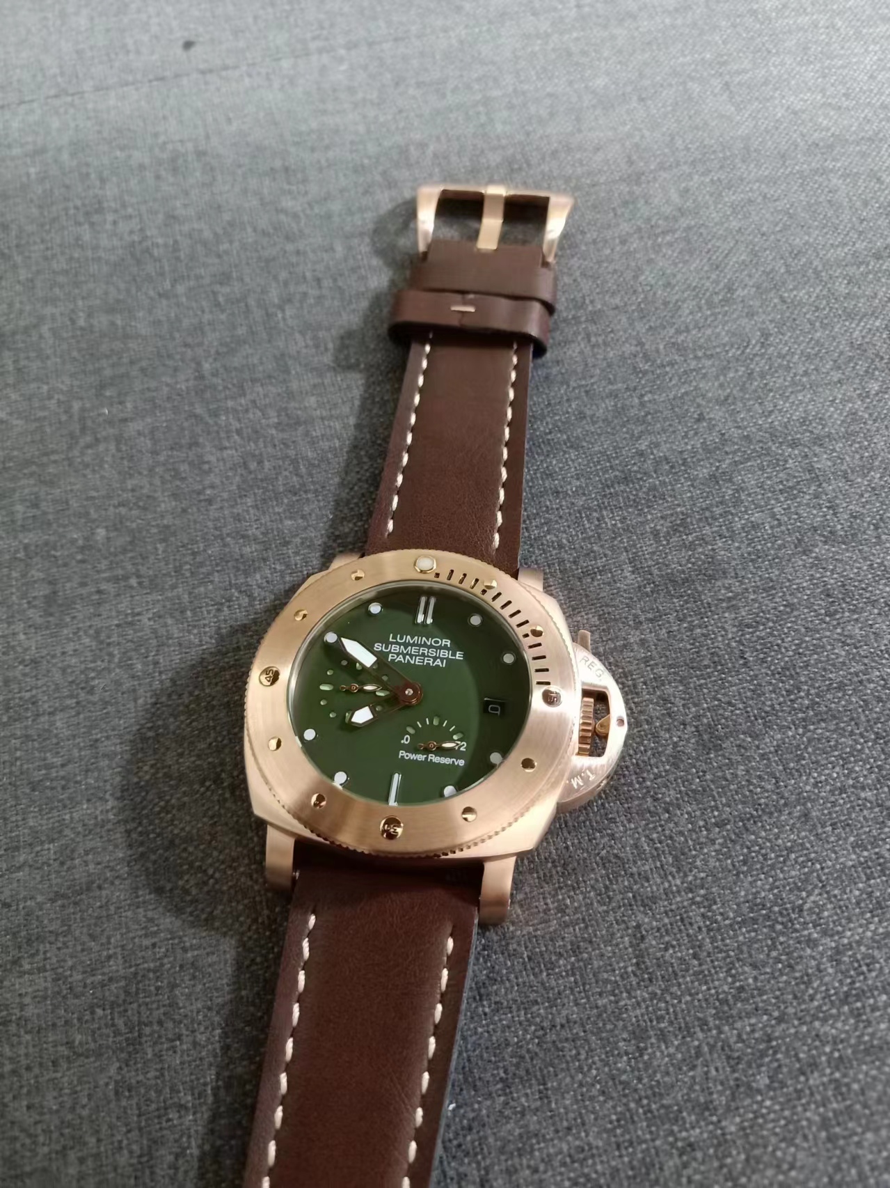 Authenticity Guarantee 2023 Panerai Luminor Submersible 1950 Bronzo PAM00507 47MM Green Dial Box Papers