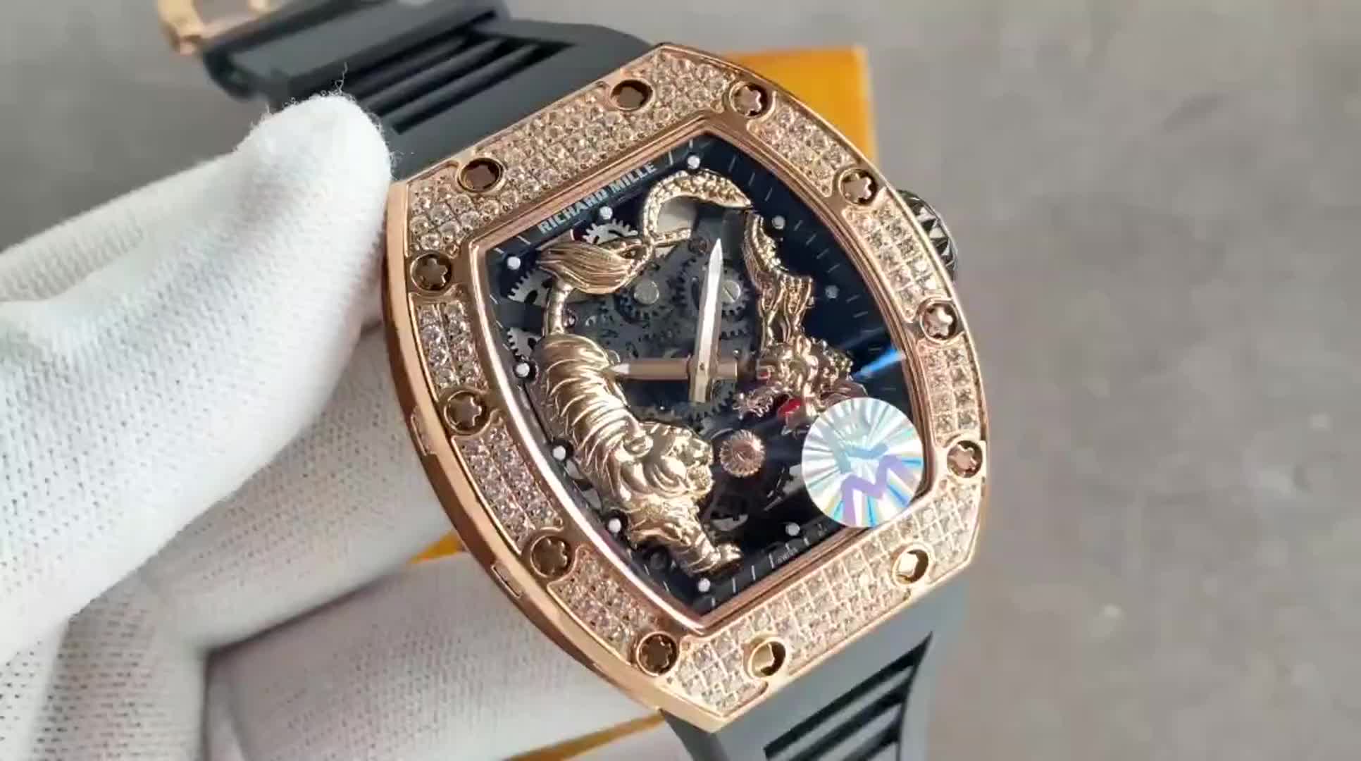 Richard Mille RM51-01 Tourbillion Tiger and Dragon Replica in Rose Gold with