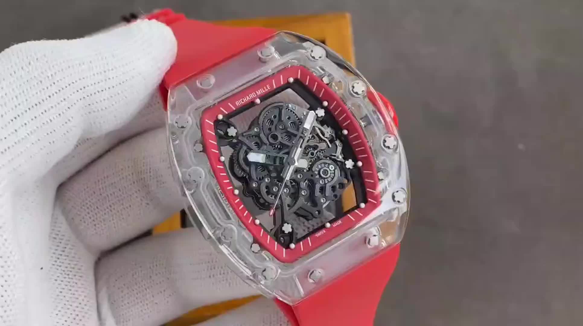 Richard Mille RM 055 Men Automatic Watch Rubber Band Acrylic