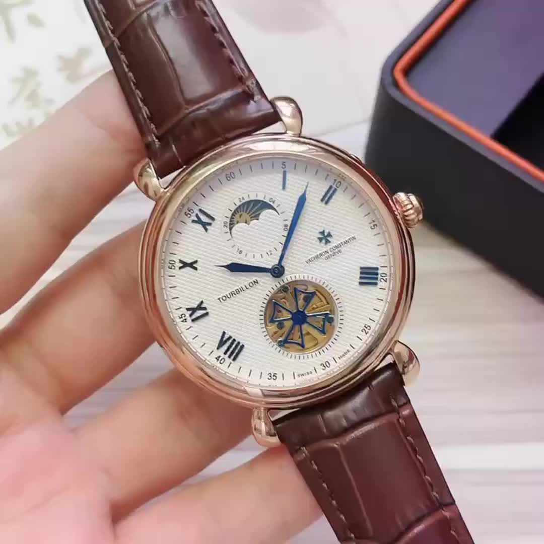 vacheron Constantin Tourbillon MM0470-  brown leather strap
