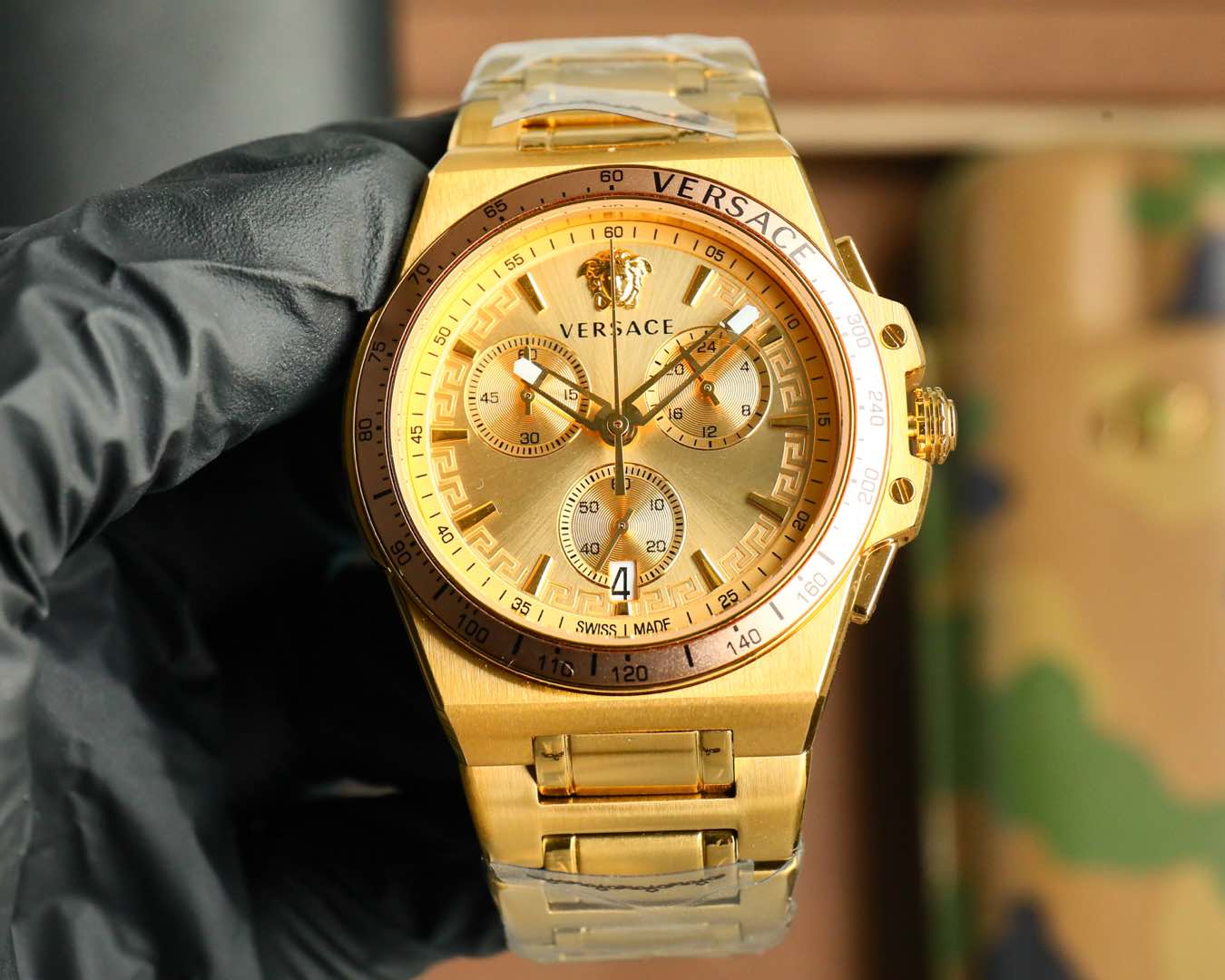 Versace Mens Greca Extreme Chrono Gold 45mm Bracelet