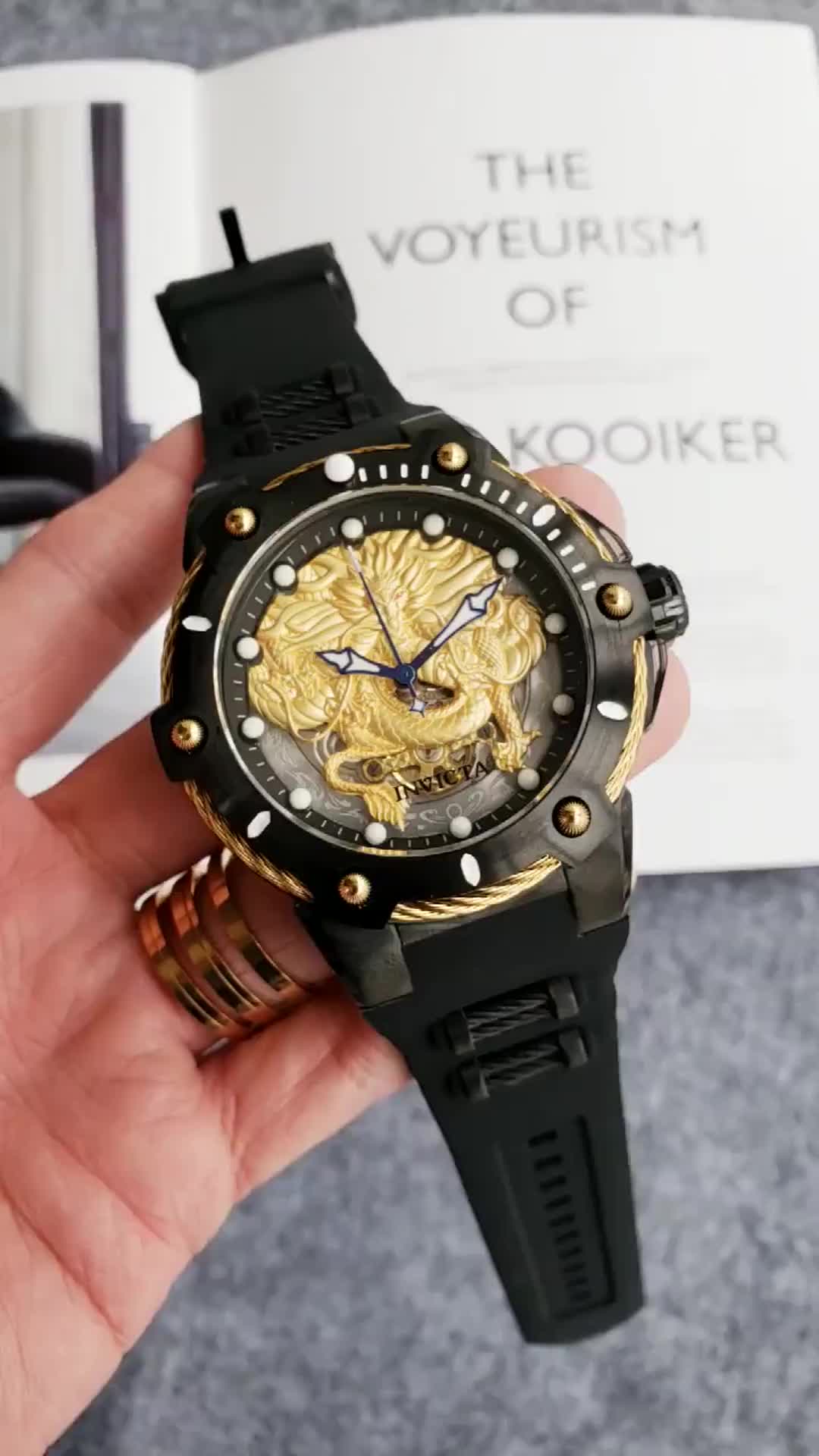 Invicta bolt gold dial black polyurethane men’s watch 26316