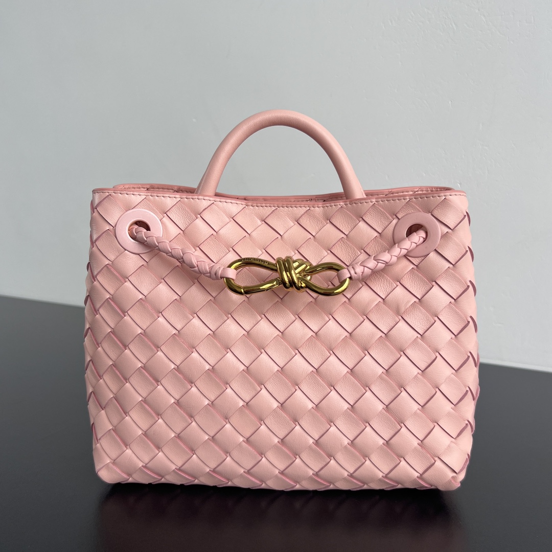Bottega Veneta Small Andiamo Bag in Rose & Muse Brass