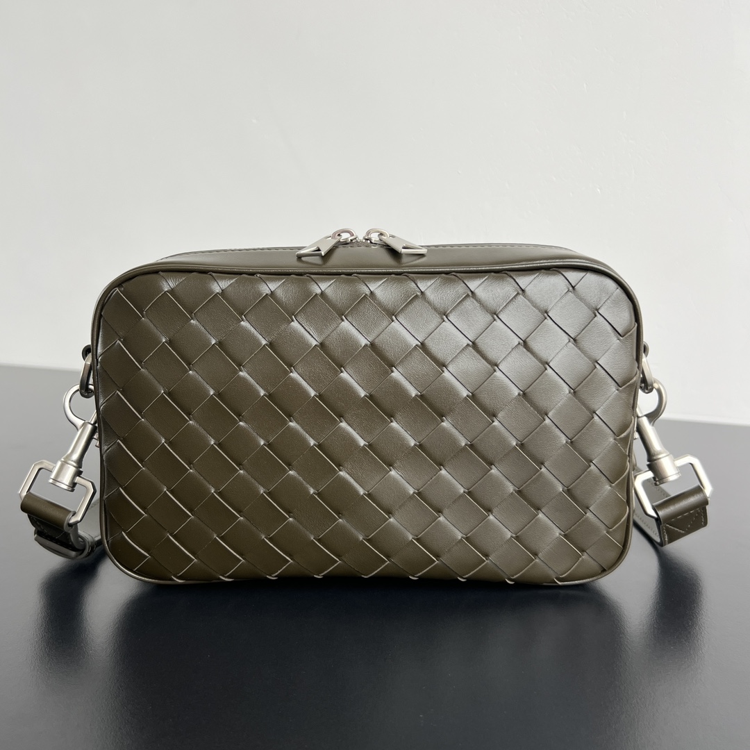 Bottega Veneta® Men’s Small Intrecciato Camera Bag in Kaki.