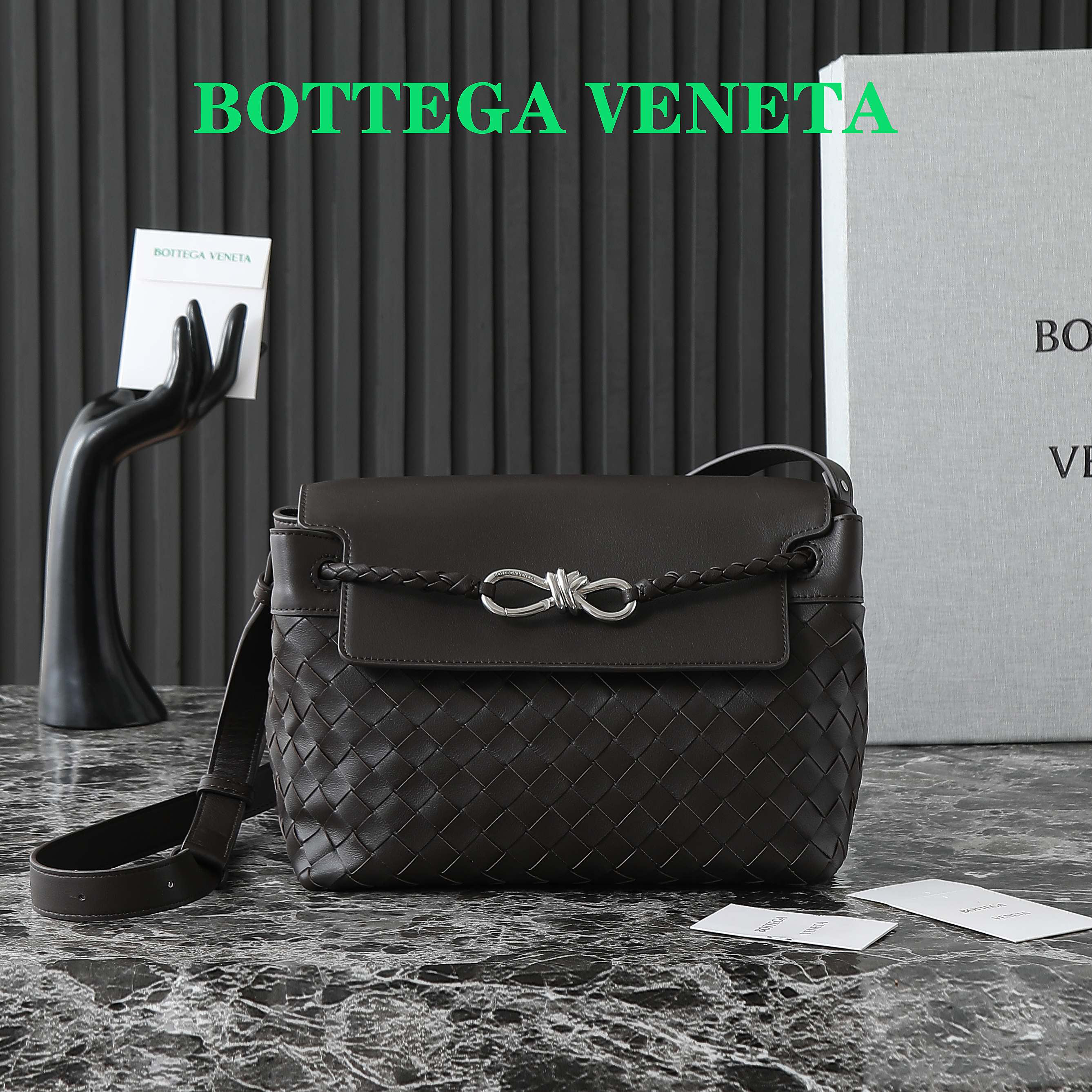 Bottega Veneta® Men’s Small Andiamo Messenger in Fondant black