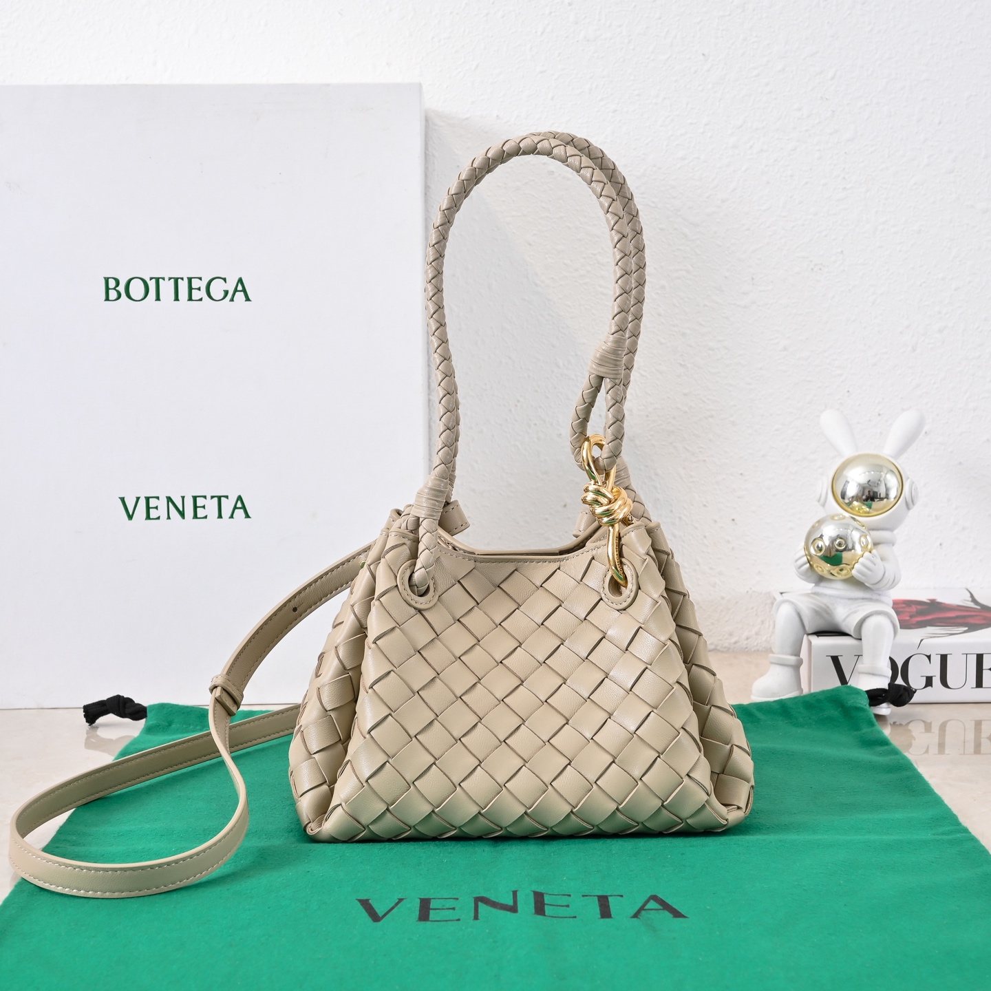 Bottega Veneta Small Andiamo Parachute Bag in  cream