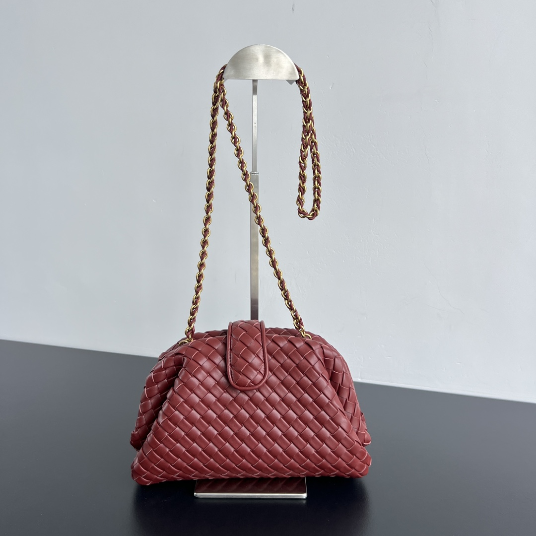 Bottega Veneta Burgundy Teen Lauren 1980 with Chain Dark