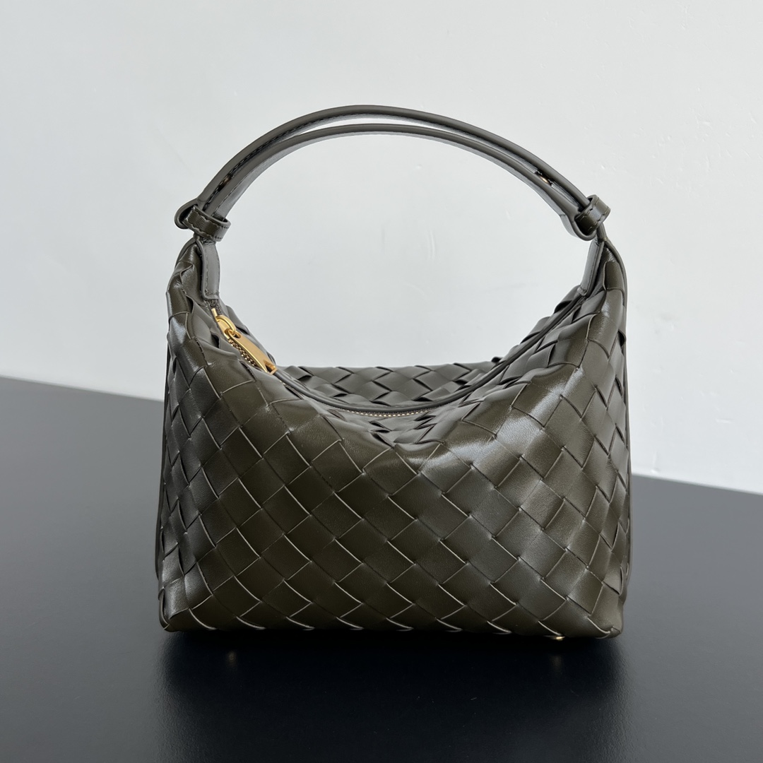 BOTTEGA VENETA Calfskin Nappa Intrecciato Mini Wallace Kaki 1550381