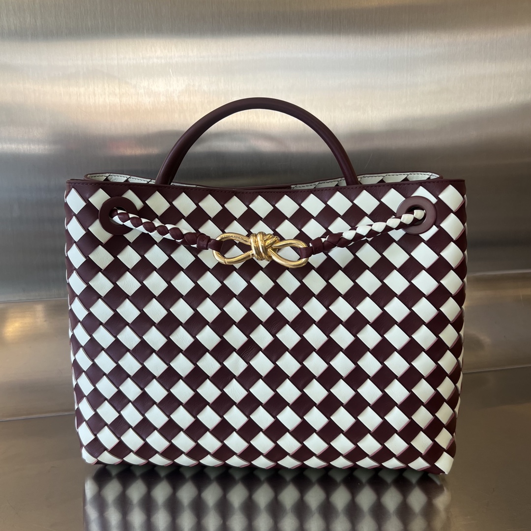 Bottega Veneta Andiamo Medium Bicolor Intrecciato Top-Handle Bag