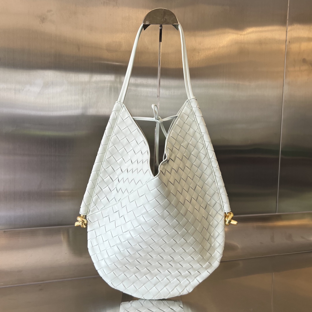 Bottega Veneta Solstice Intrecciato Leather Shoulder white