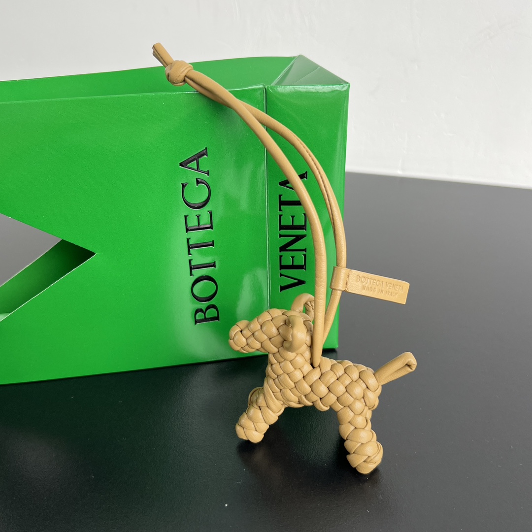 Bottega Veneta Lambskin Woven Dog Charm