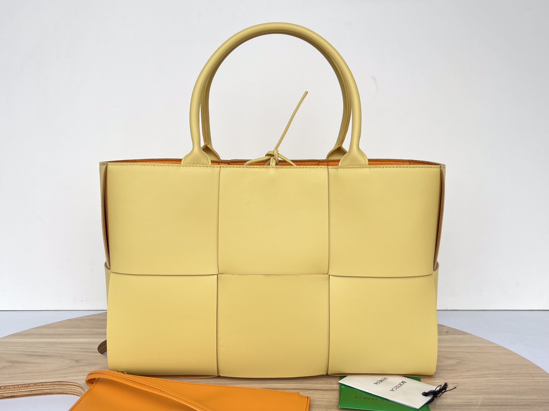 Bottega Veneta Small Arco Tote Bag in Butter, Tangerine, & Gold