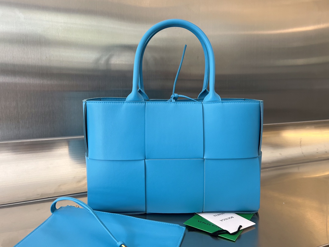 Bottega Veneta Candy Arco Tote Bag Micro Intreccio Sage blue