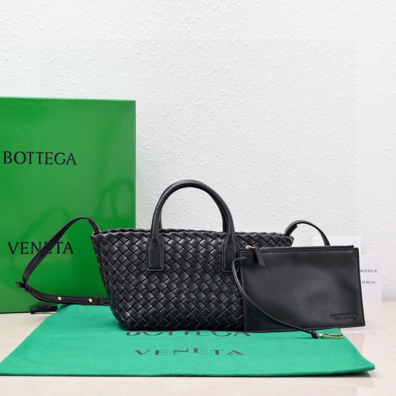 Bottega Veneta Cabat Mini Leather Tote Bag – Black-Gold |