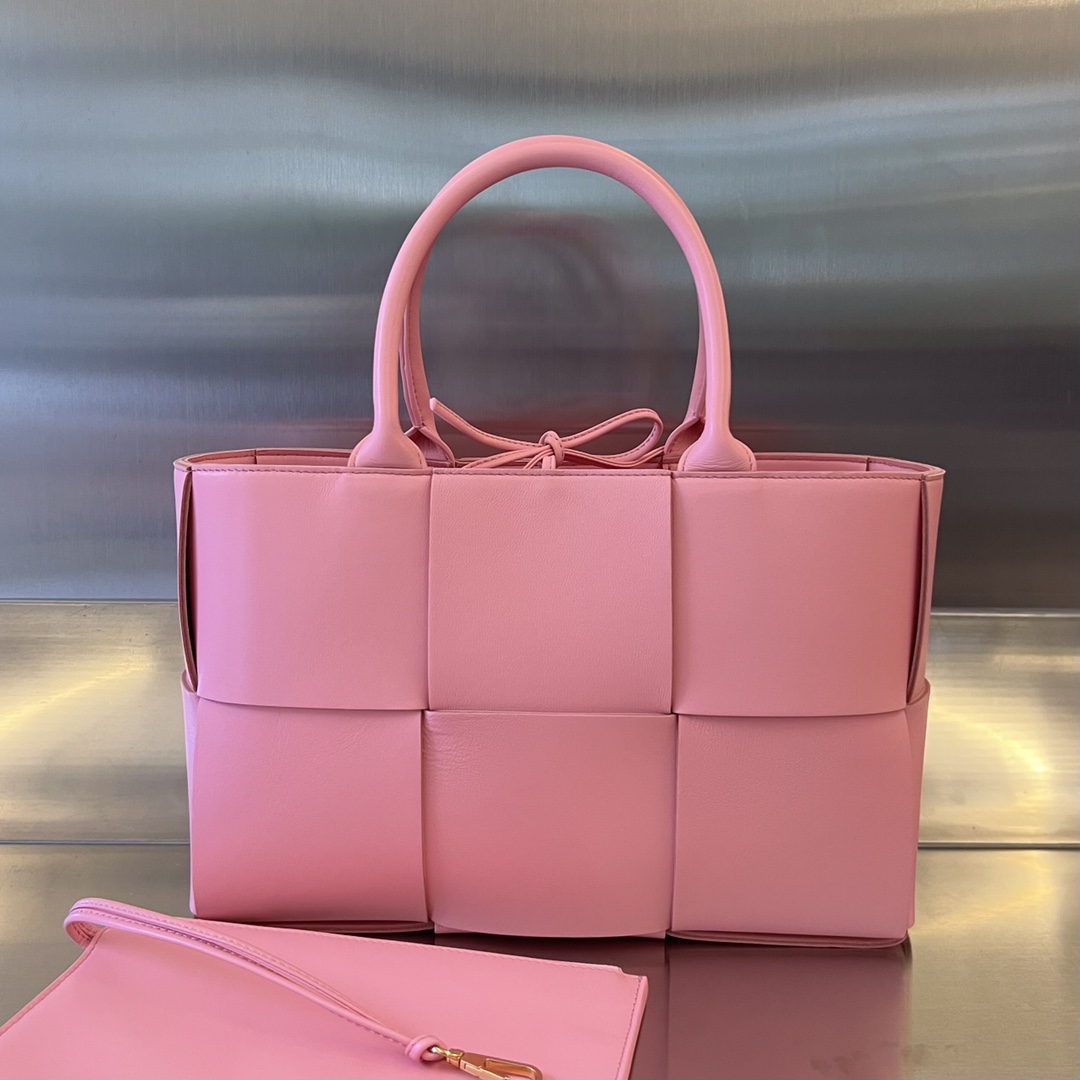 BOTTEGA VENETA Candy Arco Ribbon Pink Leather Tote Bag