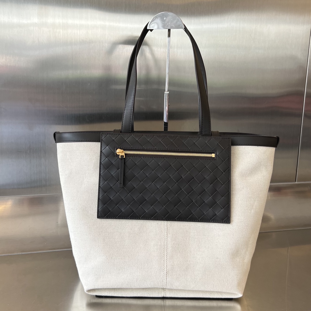 Bottega Veneta Intrecciato leather-trimmed canvas tote