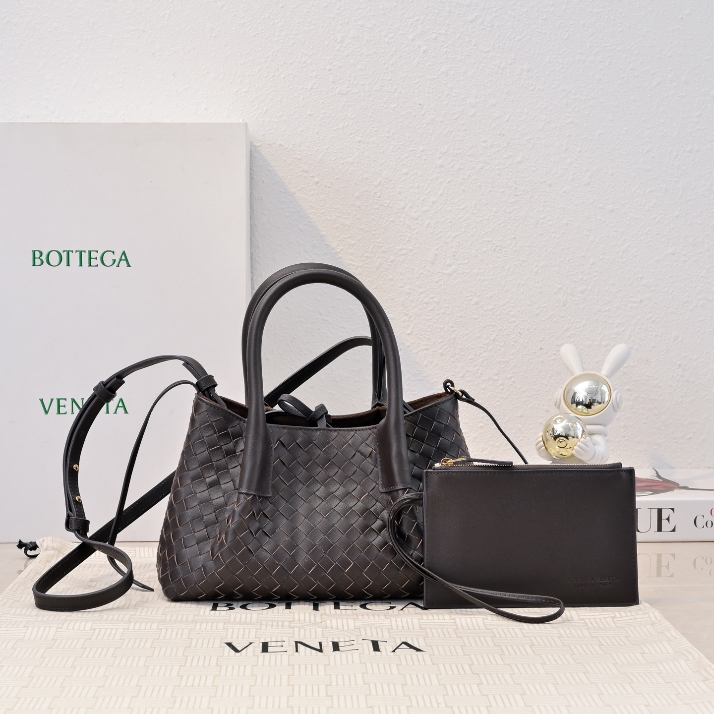 BOTTEGA VENETA Calfskin Intrecciato Small Pinacoteca BLACK
