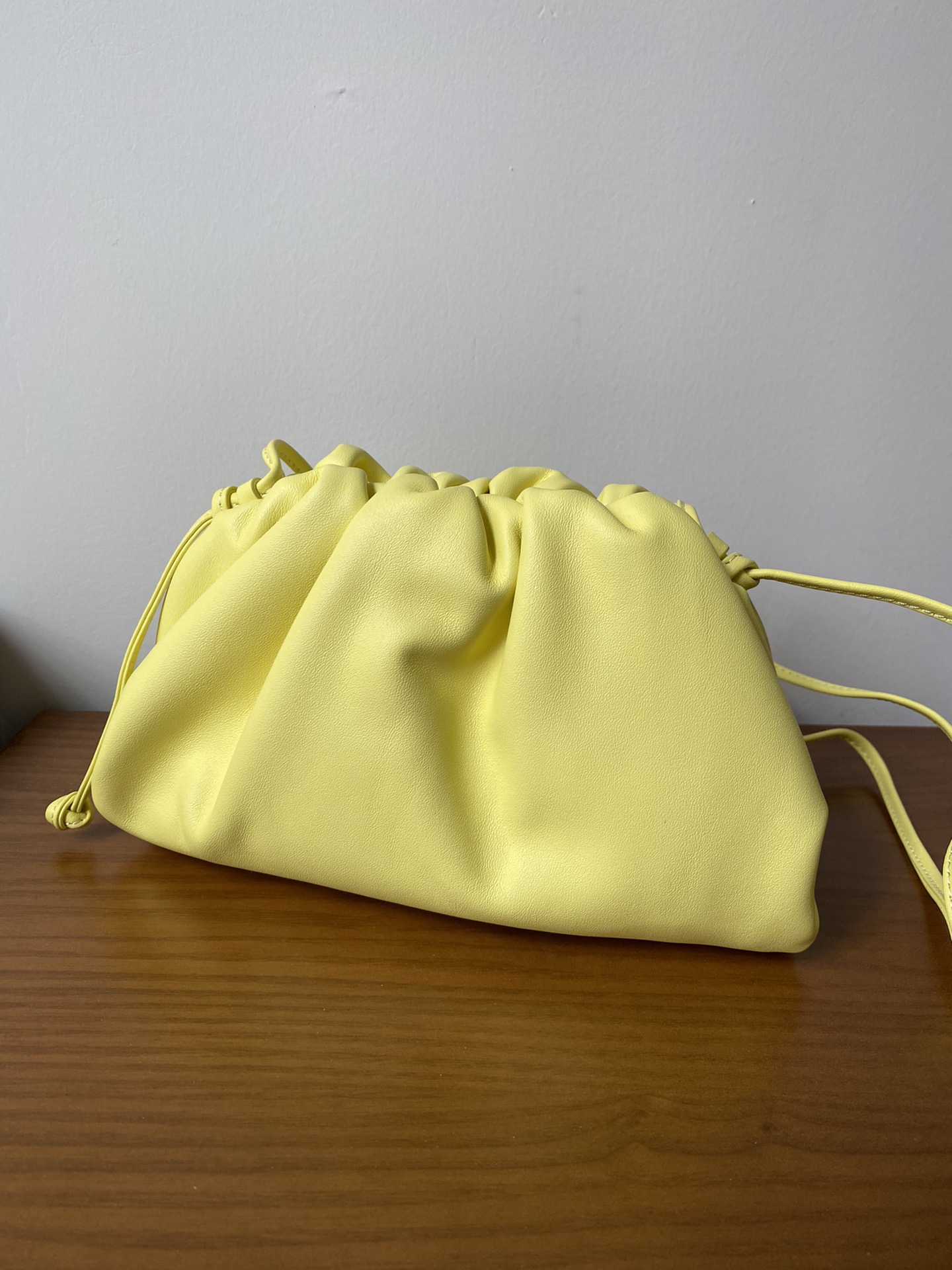 Bottega Veneta Shoulder Bag Drawstring Mini Leather Intrecciato Tassel Yellow