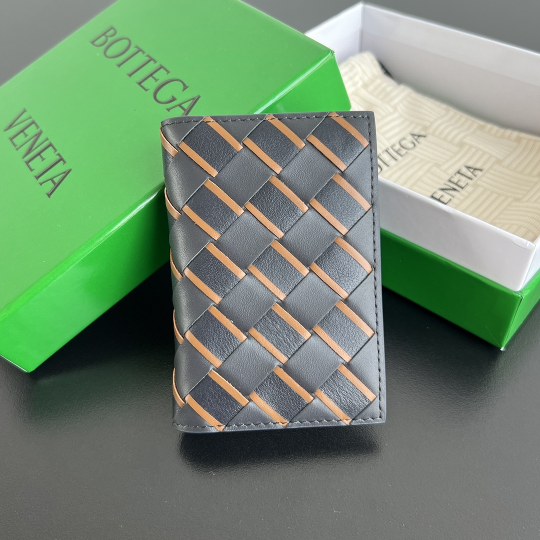 Bottega Veneta® Men’s Intrecciato Flap Card Case in  orange black