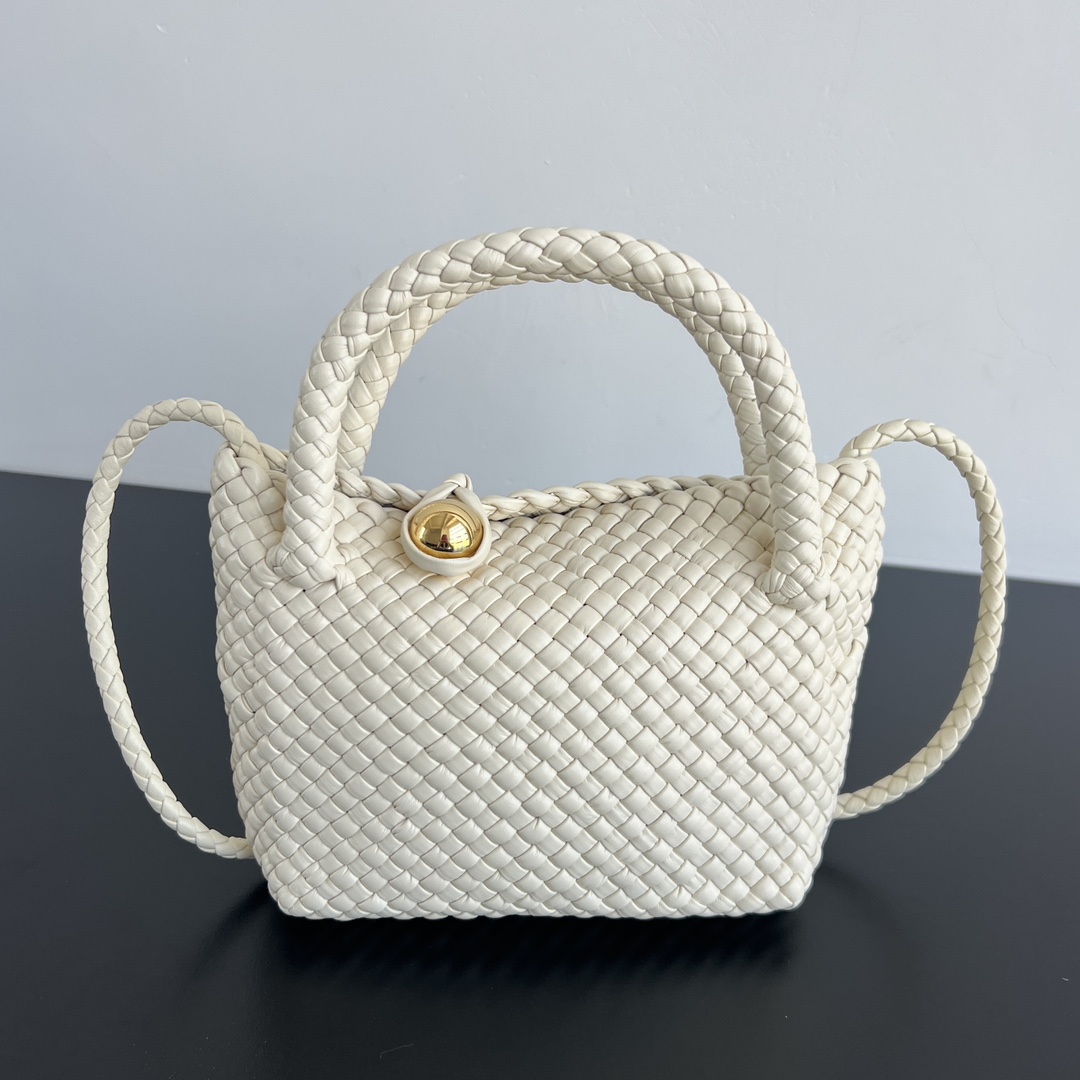 Bottega Veneta Large Andiamo Leather Top-Handle Bag  white