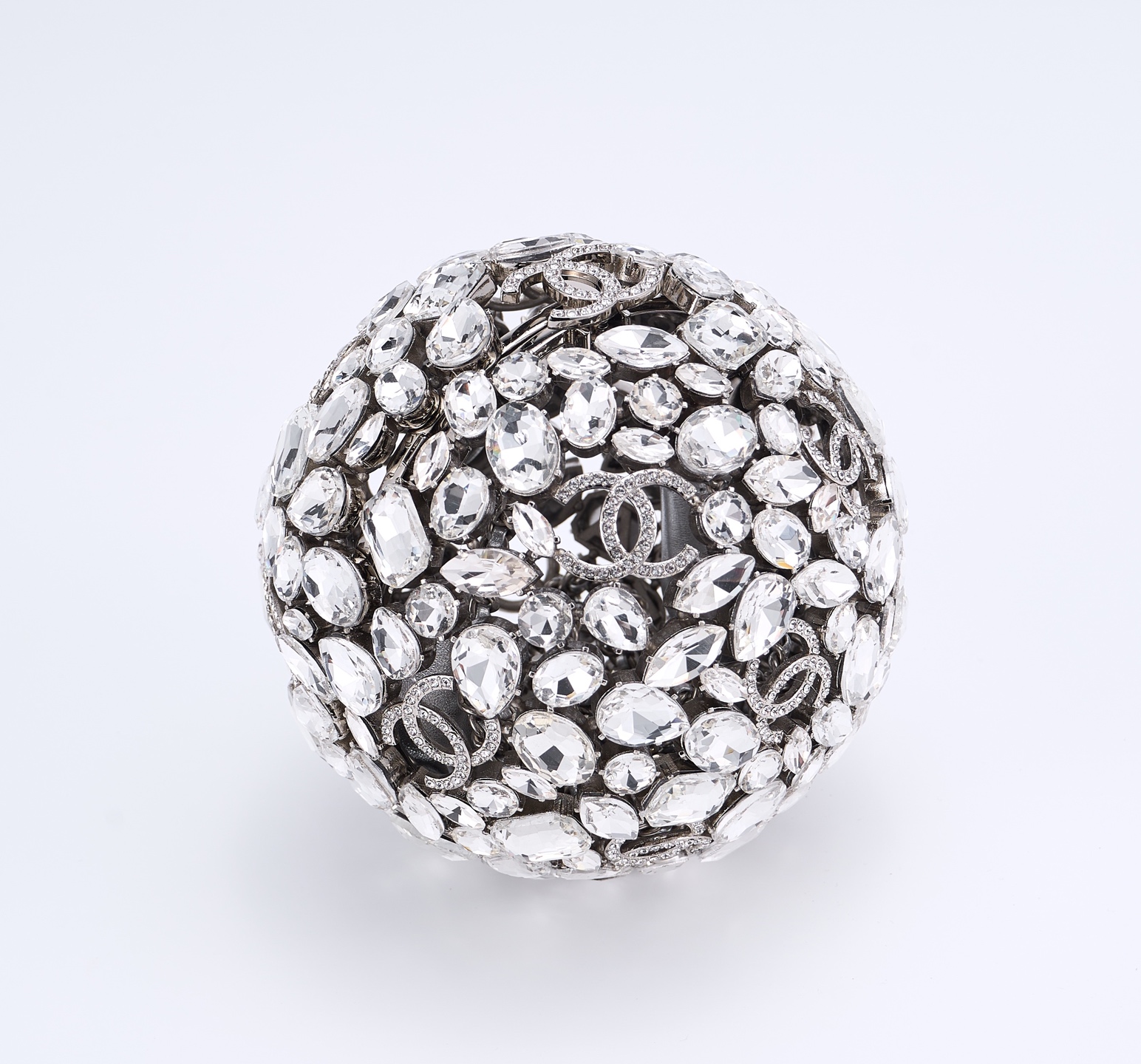 CHANEL Crystal Ball CC Necklace Silver 75072