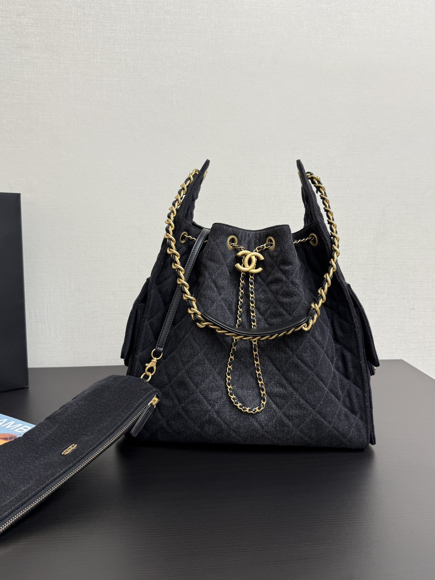 Chanel 25 medium handbag, Washed denim & gold-tone