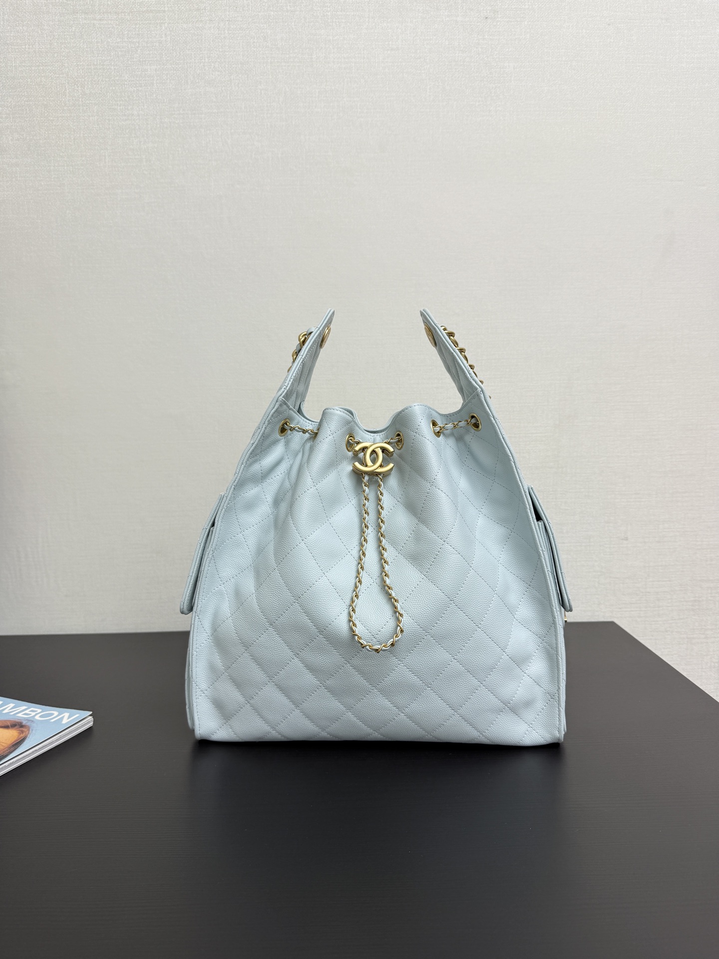 CHANEL Caviar Quilted Small Chanel 25 Handbag Light white