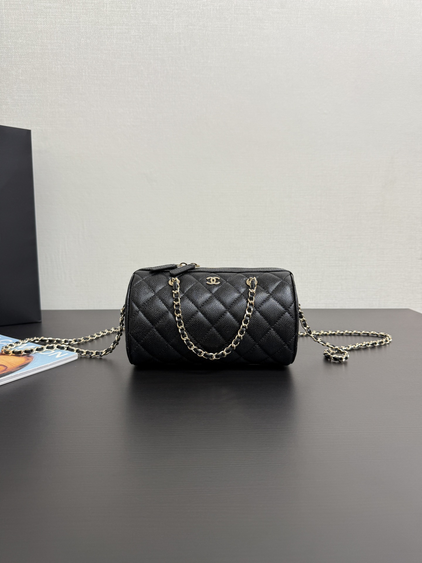 Chanel Mini Timeless Classic Barrel Bag with Chain Black