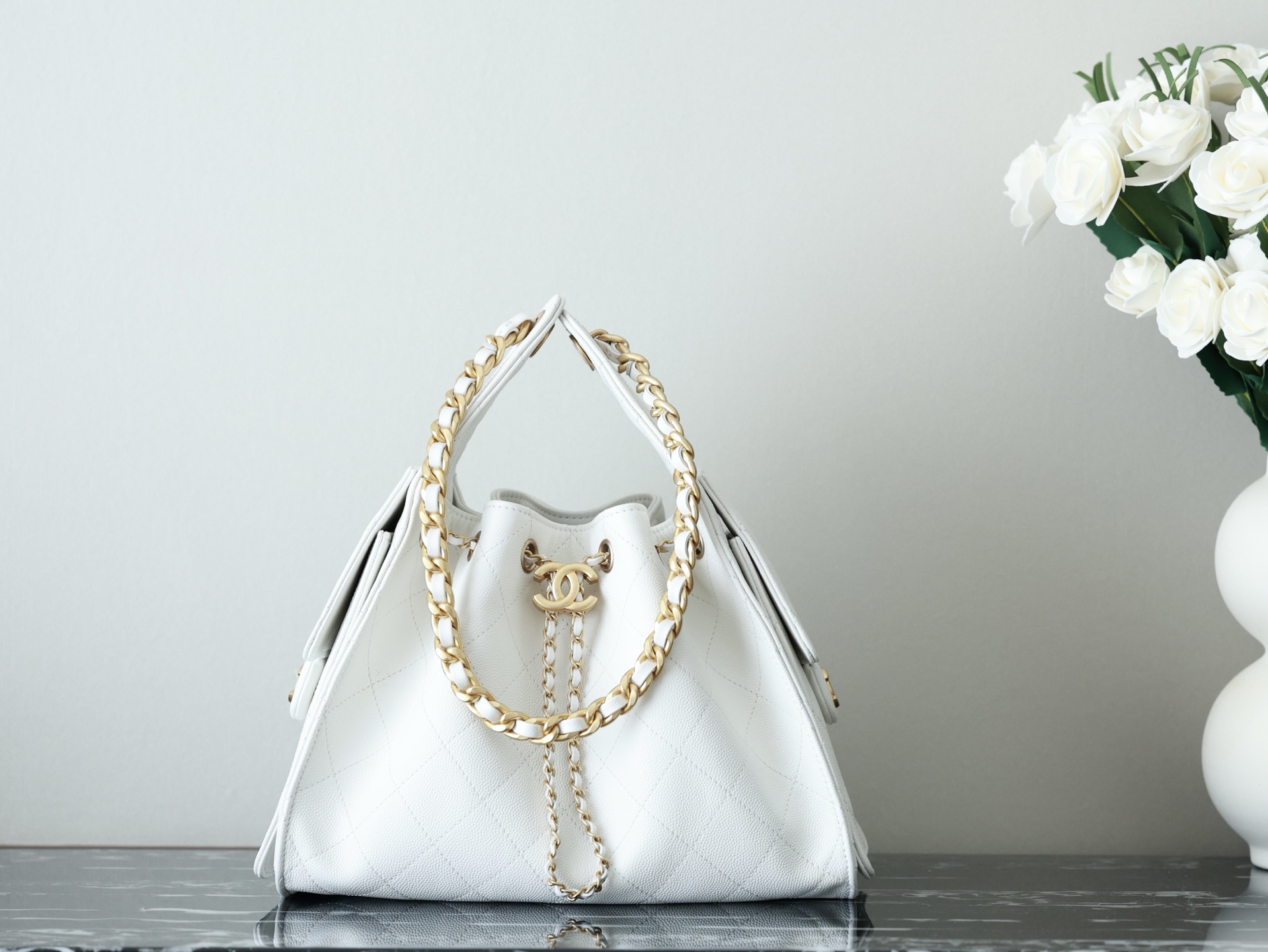 Chanel Chanel 25 medium handbag, Grained calfskin & gold-tone