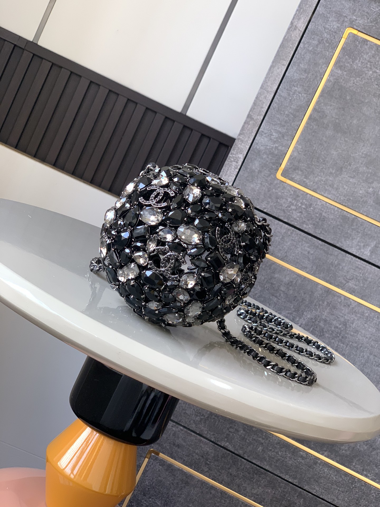 Chanel 24A Black Crystal Ball Handbag Super