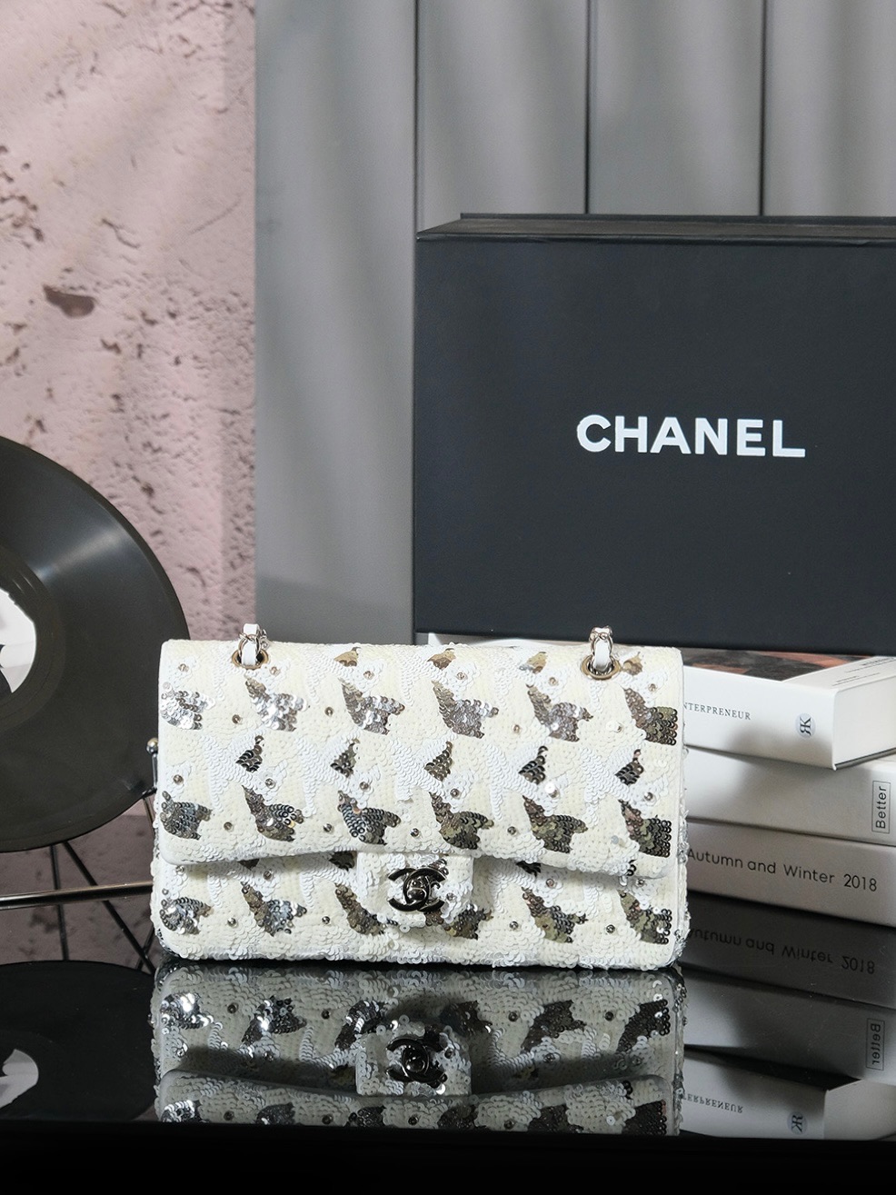 Chanel Square scarf – Silk twill, white & black — Fashion | CHANEL