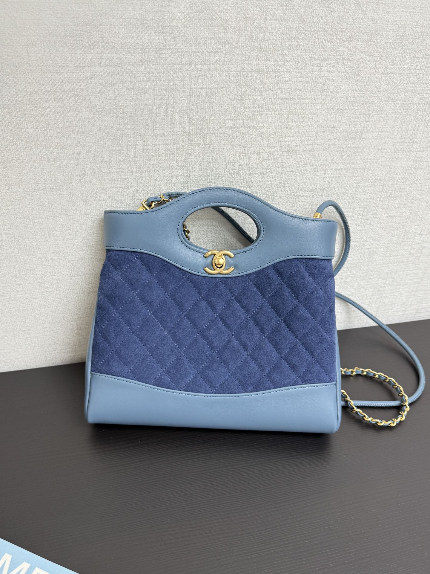 Chanel Chanel 31 mini shopping bag, Suede calfskin, lambskin & blue