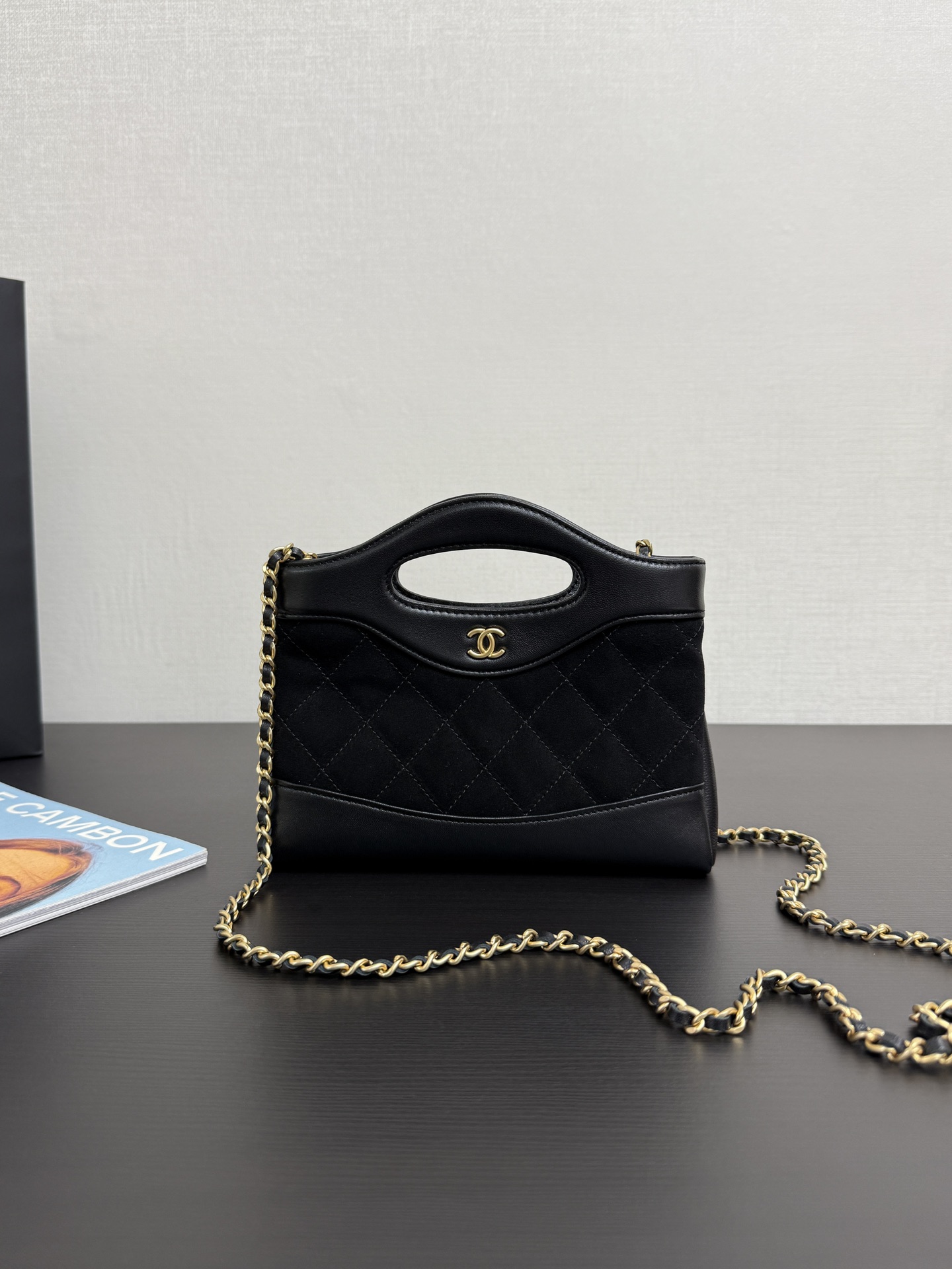 Chanel Nano 31 Suede Shopping Bag – Black Crossbody Bags,