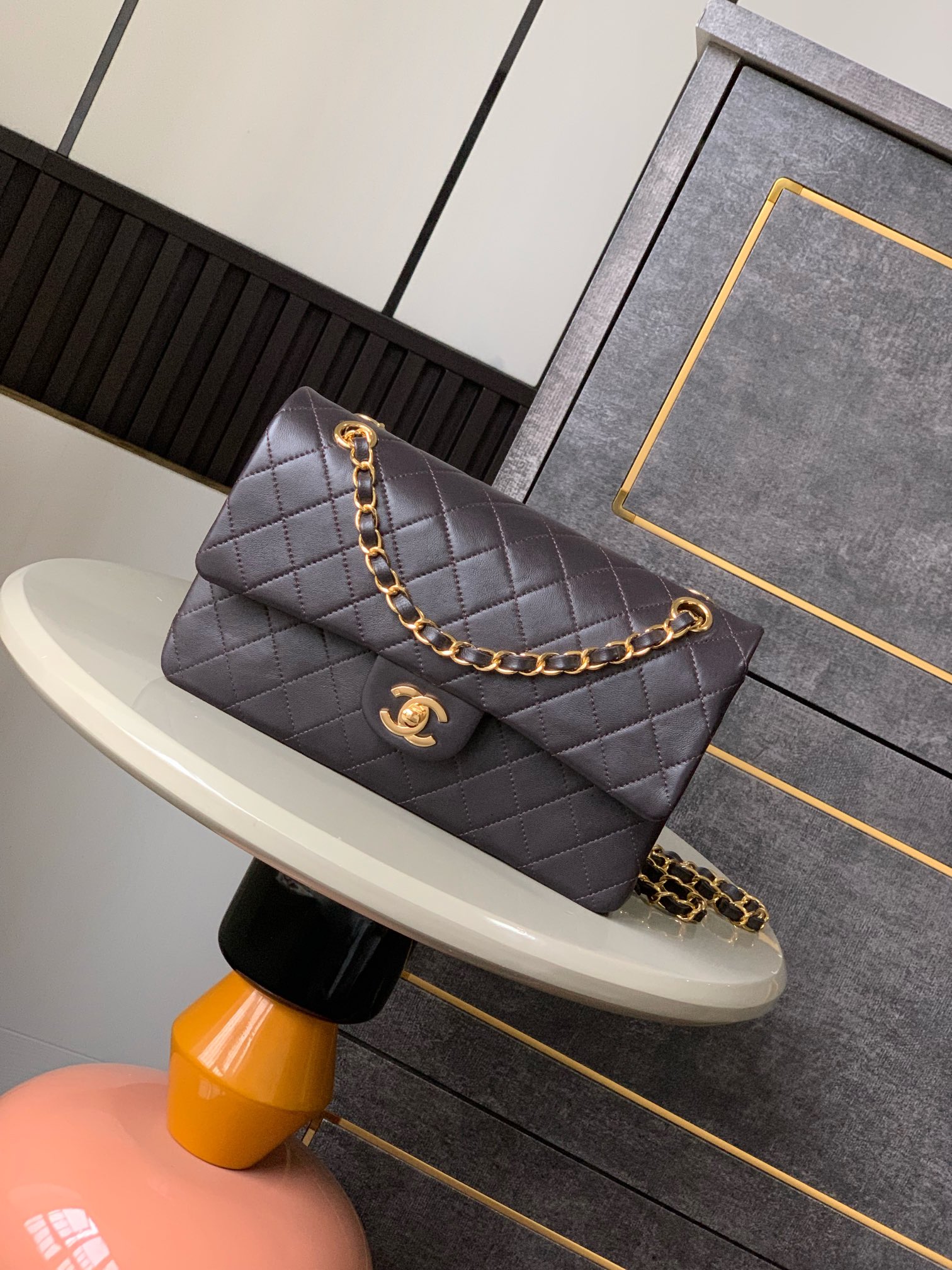 Chanel Pre-Owned Classic Medium Flap Bag Calf Leather Black at CareOfCarl.