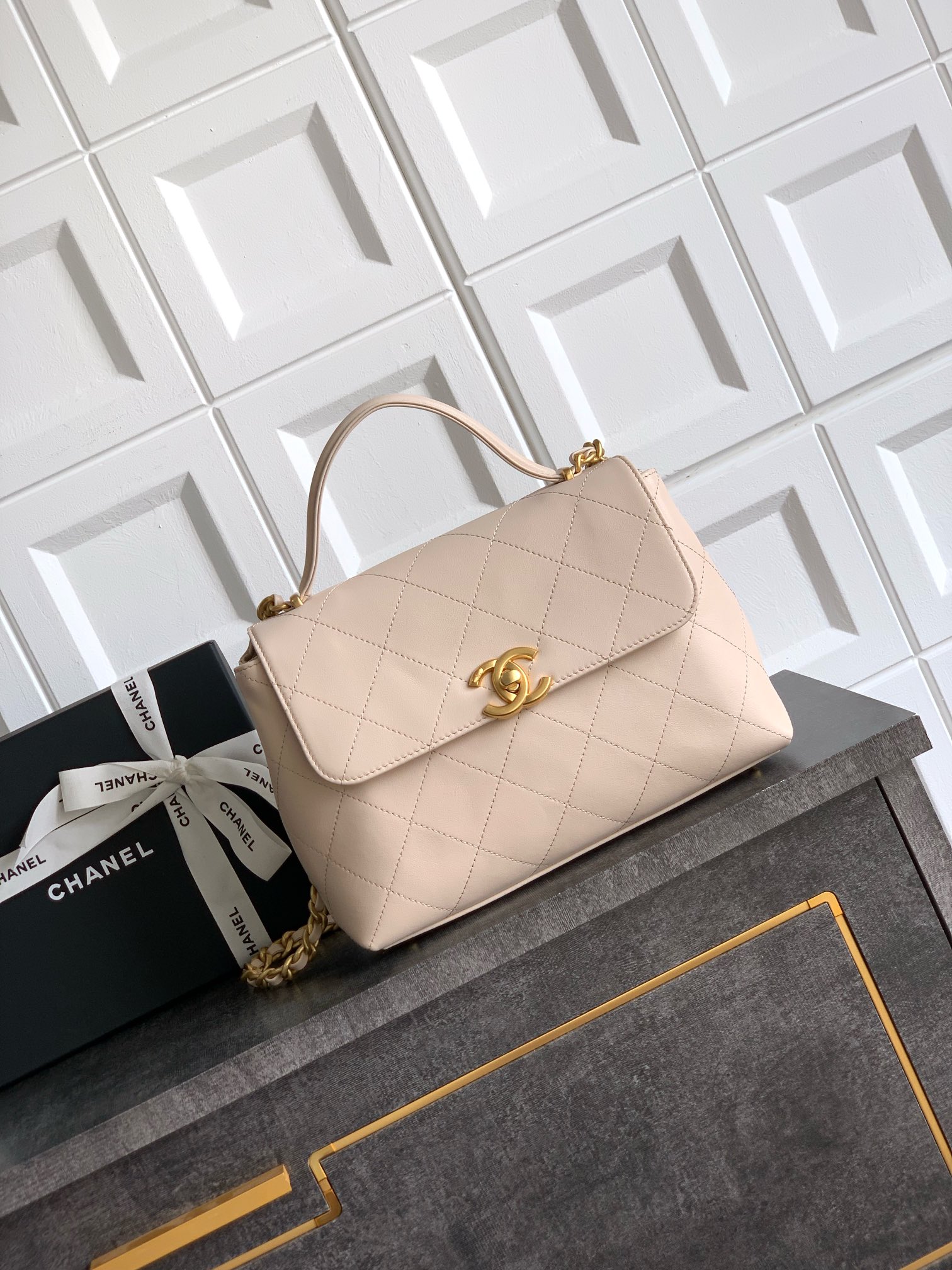 Chanel Quilted Top Handle Flap Bag – Pink Handle Bags