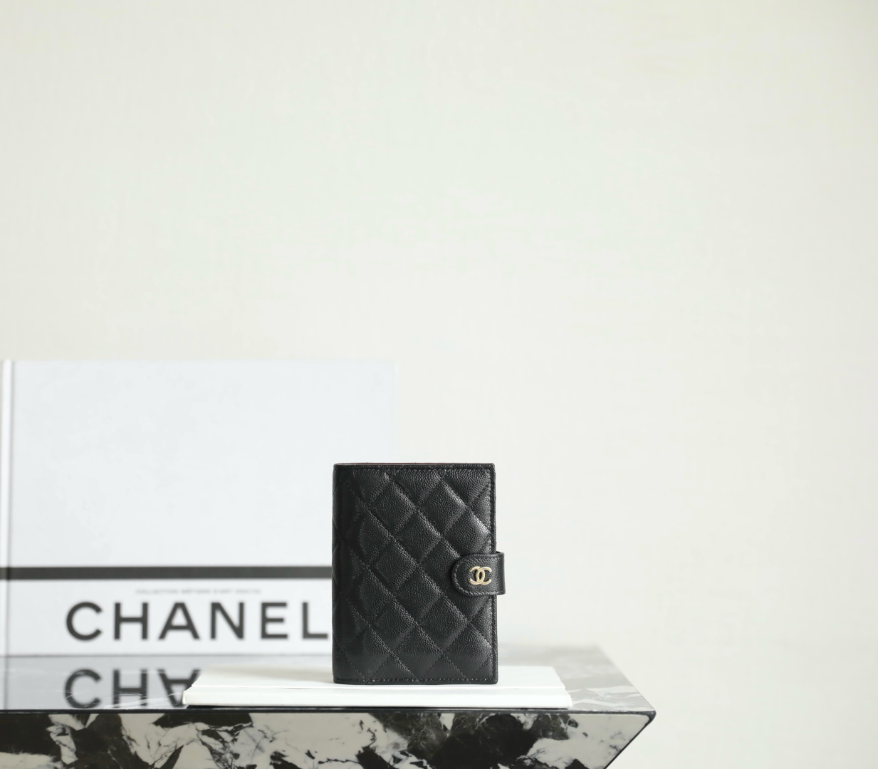CHANEL Caviar Quilted Passport Holder Black 1567277