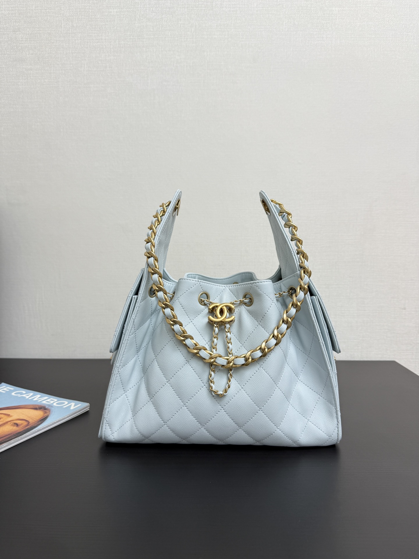 CHANEL 25 Small Handbag   Grained Calfskin & Gold-Tone Metal  Light Blue