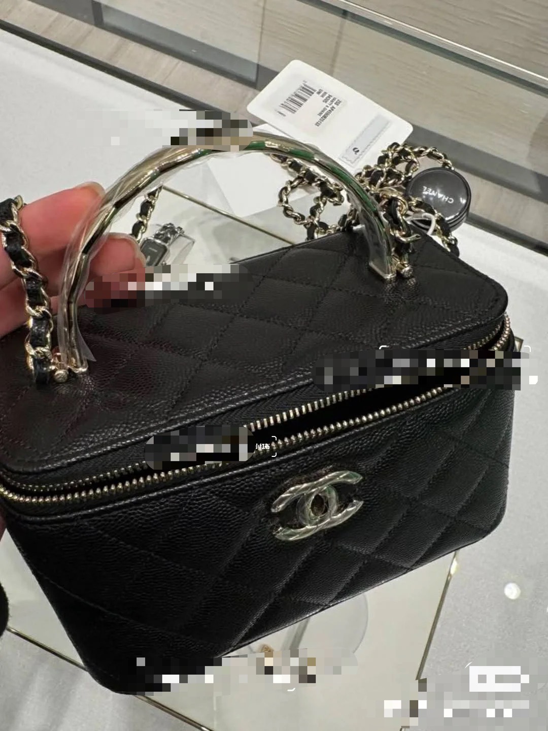 CHANEL Caviar Quilted Trendy Handle Mini Vanity Black