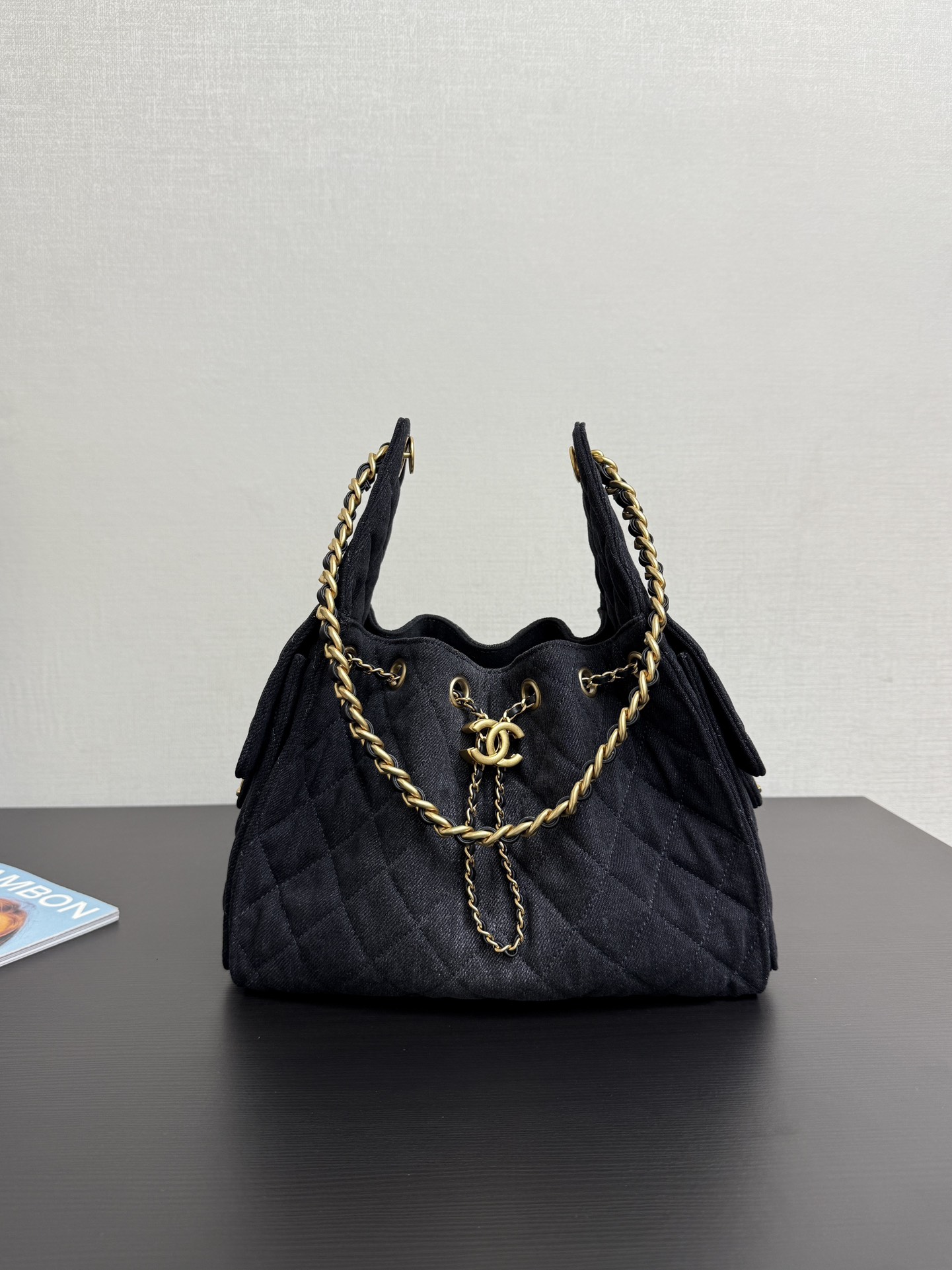 Chanel 25 medium handbag, Washed denim & gold-tone