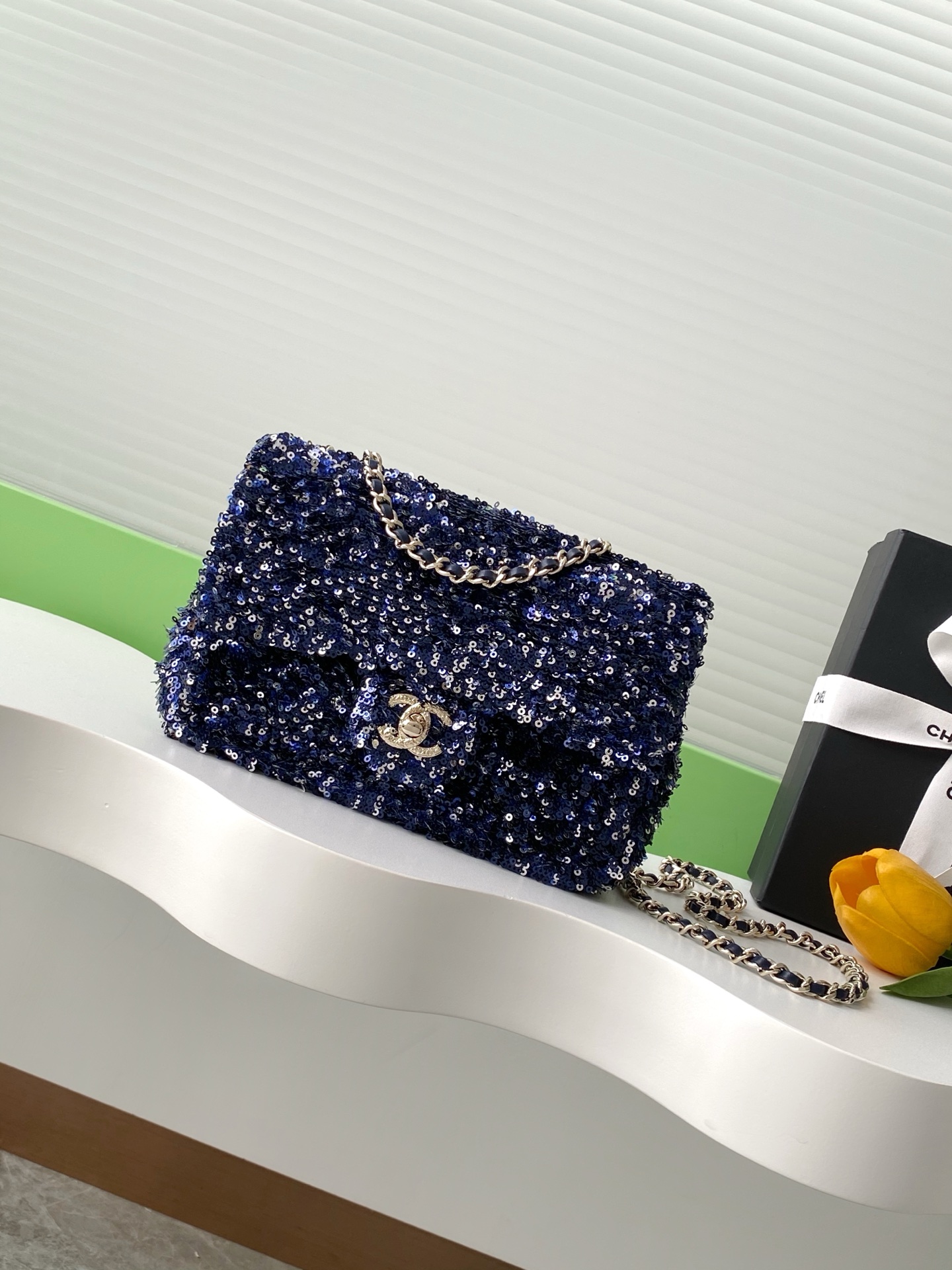 Chanel Timeless Blue Night Micro-Glitter Flap Bag 204641