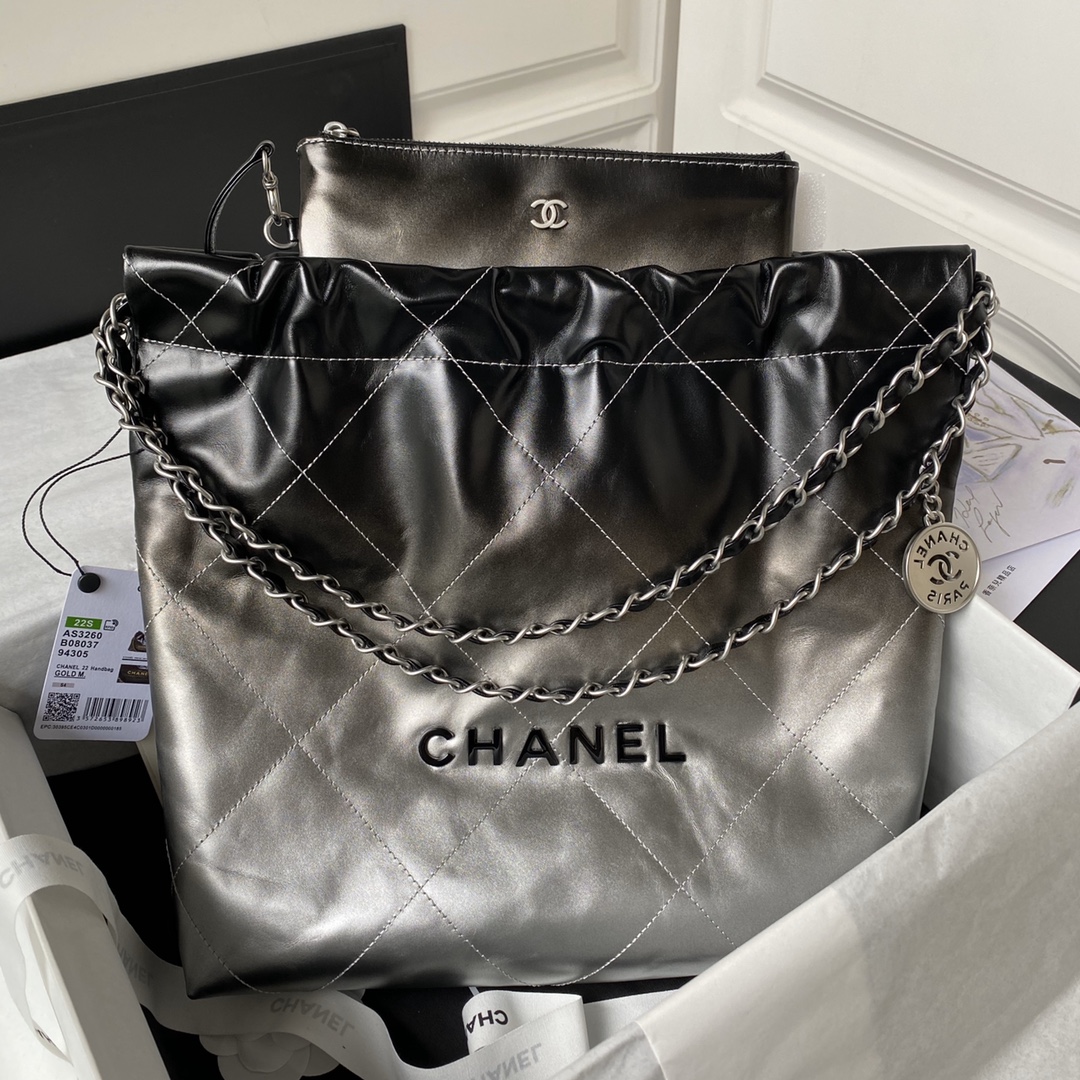 Chanel Metallic Ombre Quilted Shiny Leather Small 22 Hobo