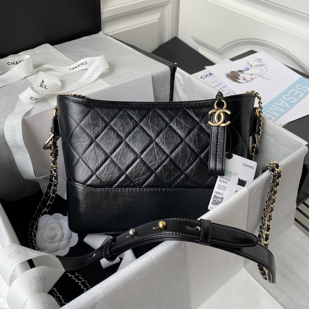 CHANEL Gabrielle Hobo Bag Medium Black AS1521 124754077