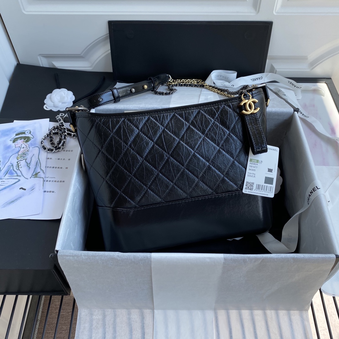 CHANEL Gabrielle Hobo Bag Medium Black AS1521