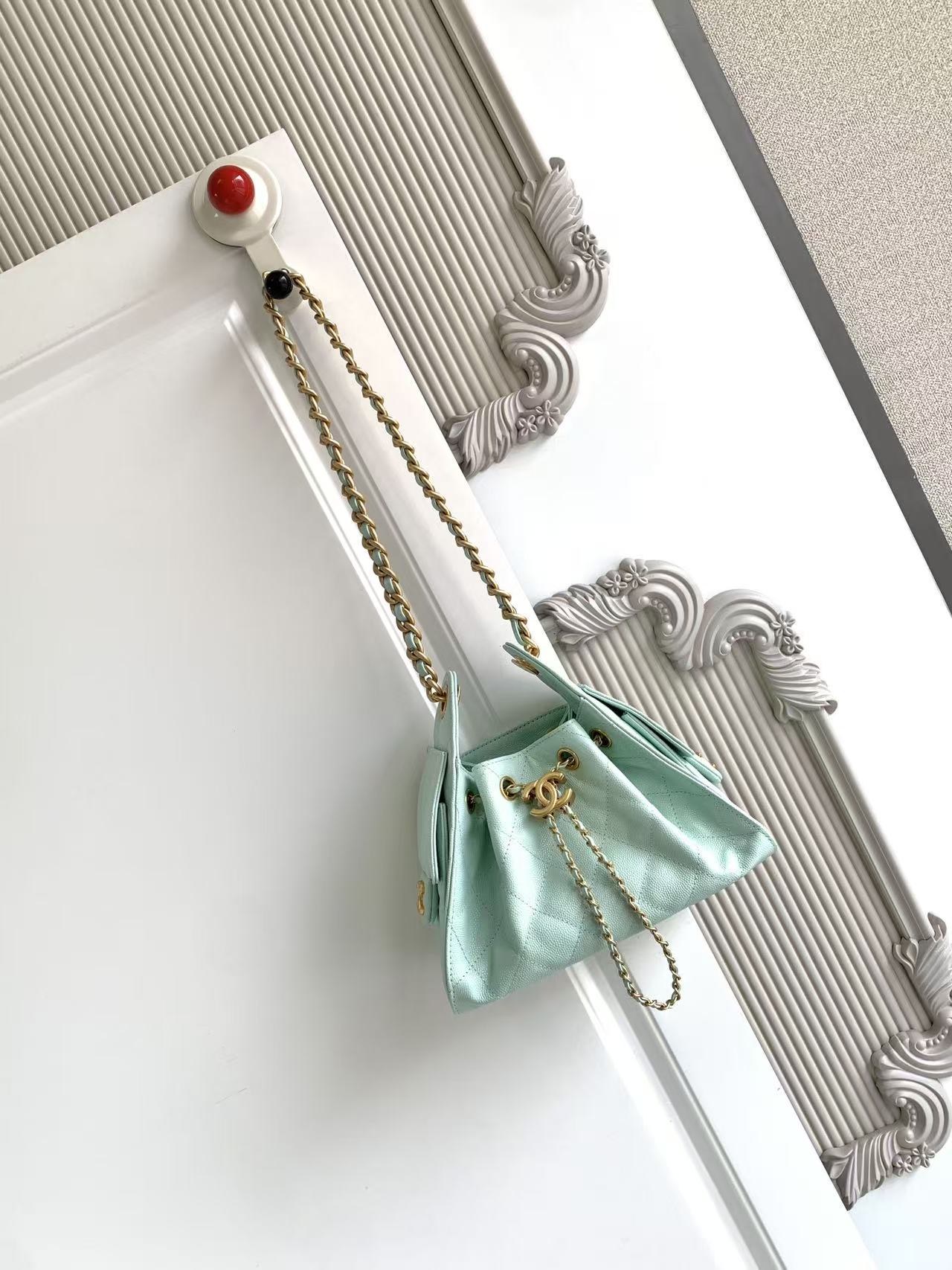 CHANEL 25 Small Handbag   Grained Calfskin & Gold-Tone Metal  Light Blue