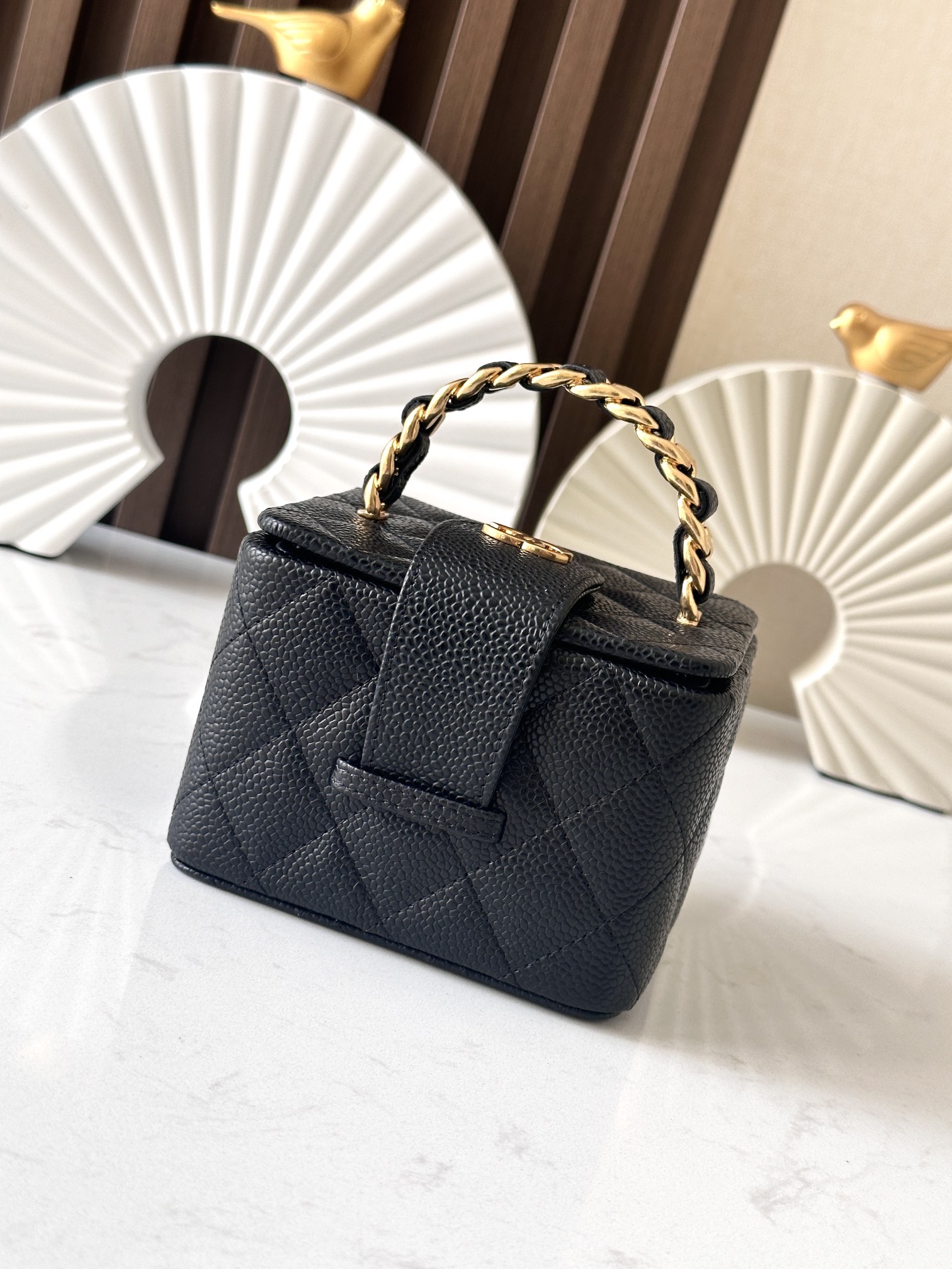 Black Chanel CC Quilted Caviar Leather Belt Bag