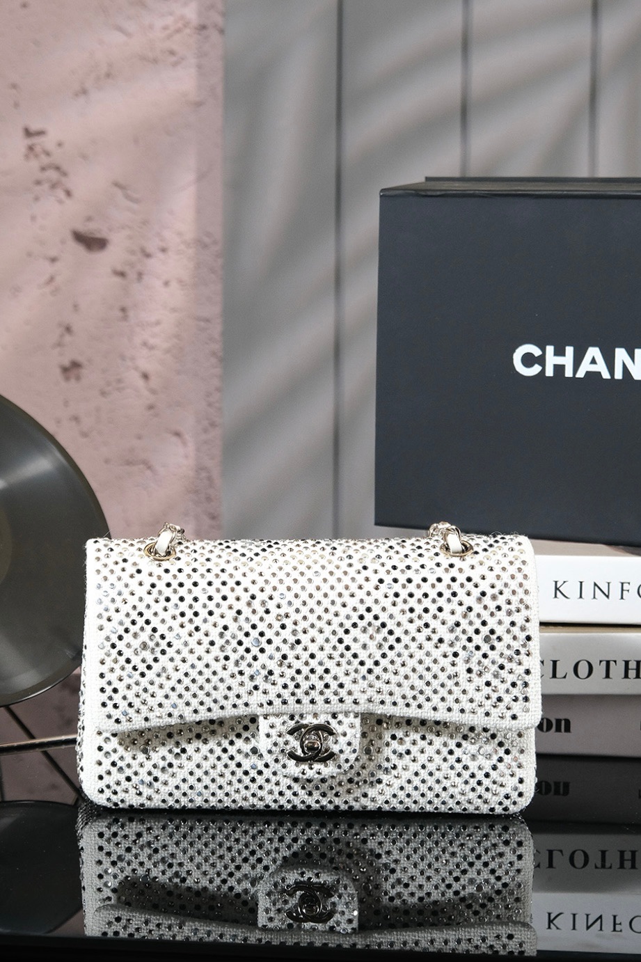 Chanel Imitation Sequins & Silver-Tone Metal Embellished