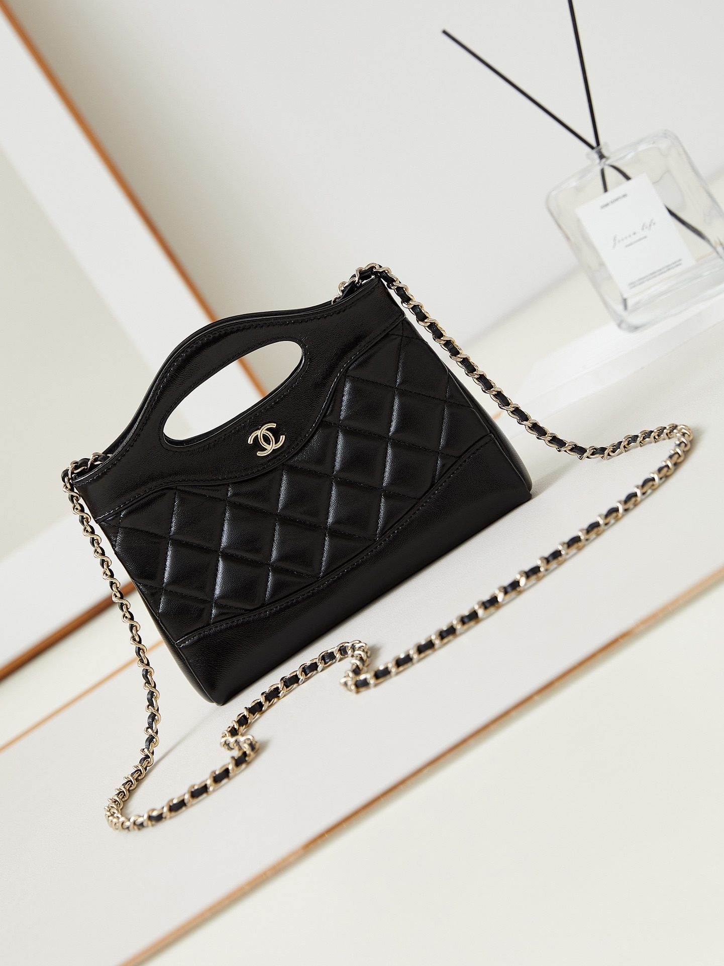 CHANEL 31 2way Hand Chain Shoulder Bag Leather Black